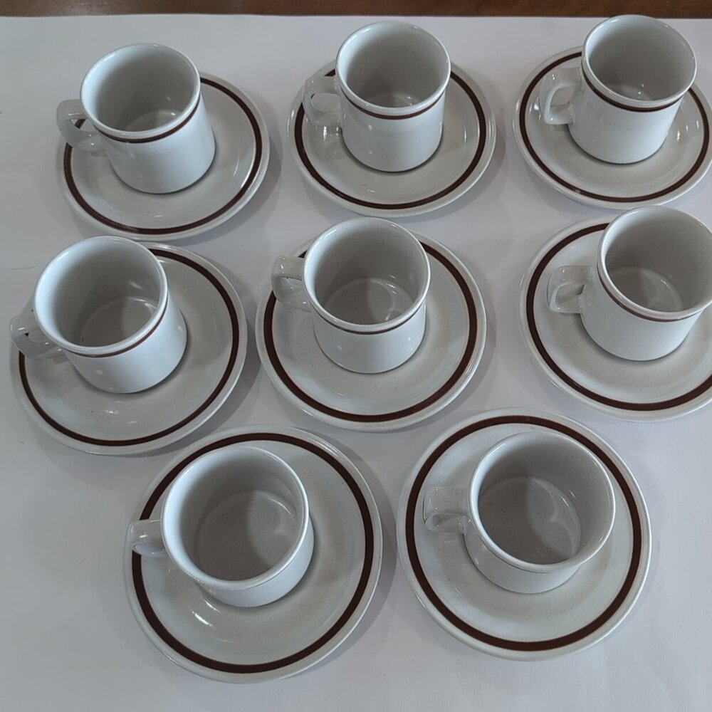 Vintage Cups & Saucers Set Of 8 Each Country Living Autumn Gold Stoneware